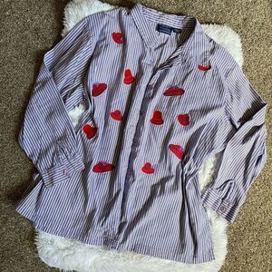 Willow Ridge Red Hat Embroidered Button Down Top 3X
